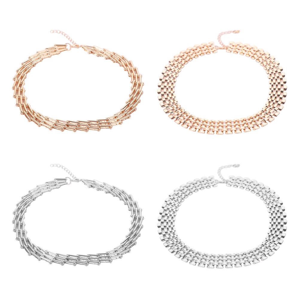 Mesh Design Exaggerated Cuban Chunky Chain Hollow Clavicle Chain Jewelry Hip Hop Necklace Summer