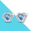 Синие сверкающие серьги-гвоздики в форме сердца с фианитами для женщин серебряного цвета, праздничный подарок