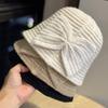 New Knitted Bow Warm Fisherman Hat for Women In Autumn and Winter Korean Version Simple Fashionable and Versatile Face Showing Small Basin Hat