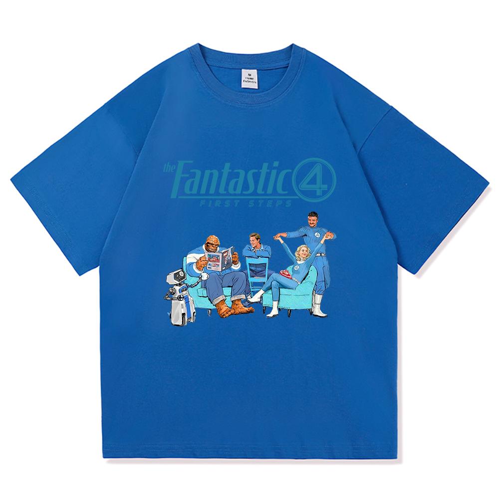 The Fantastic Four First Steps T Shirt 2025 Movie Women Clothing Harajuku Unisex High Quality Cotton Tops Gifts Graphic Tshirts