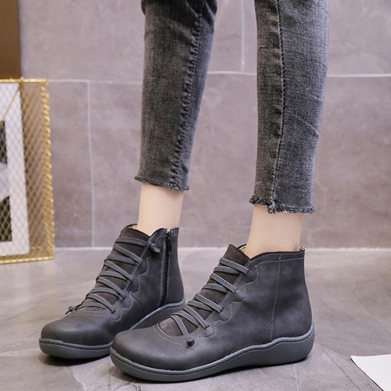 European and American Short Tube Short Tube Cotton Boots 2024 New Flat Bottom Lace Up Women's Boots Simple Snow Bare Boots Traf