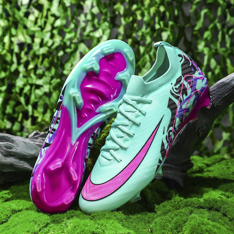 Мода 2025 Мужские футбольные бутсы Низкий верх Дышащие футбольные бутсы Нескользящие Футзальные тренировочные кроссовки Уличные Бесшиповые футбольные бутсы до щиколотки