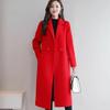 Women Mid-length Solid Woolen Coats Office Lady Fall Winter Warm Loose Jackets Female Long-sleeved Turn-down Collar Coats