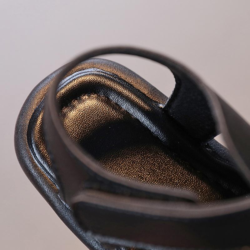 Детские летние удобные простые повседневные уличные универсальные ретро однотонные нескользящие пляжные туфли с мягкой подошвой для маленьких мальчиков и девочек, сандалии, обувь