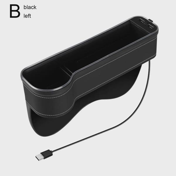 1pcs New Car Crevice Storage Box with 2 USB Charger Colorful LED Seat Gap Slit Pocket Seat Organizer Card Phone Bottle Cups Holder
