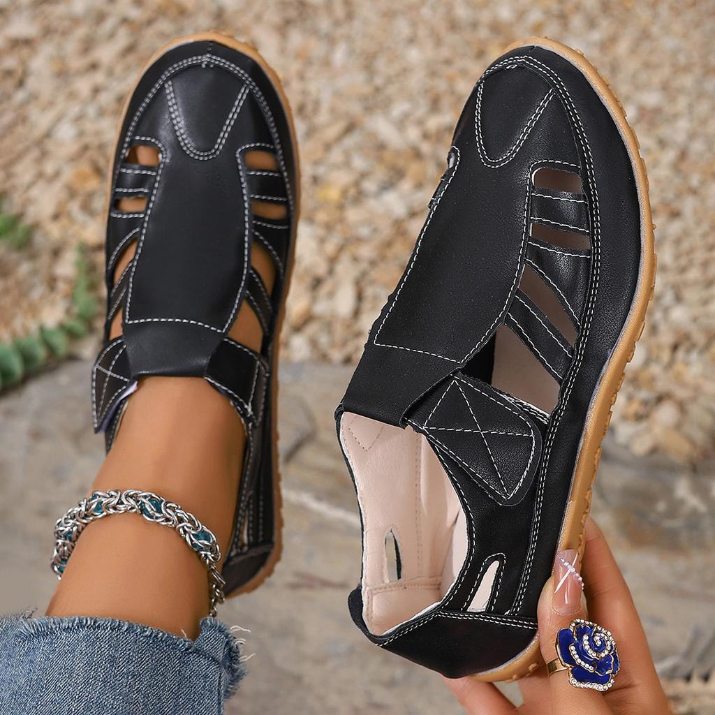 Большие размеры весна/лето дышащая женская обувь с вырезами, спортивные римские сандалии с капюшоном, мягкая подошва с отверстиями повседневная обувь