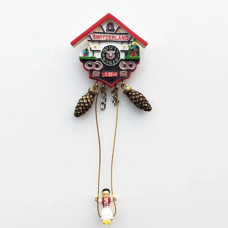 Швейцарские магниты на холодильник Швейцарский милый деревянный домик Часы с кукушкой Альпийские магнитные наклейки на холодильник Сувенирный подарок для путешествий