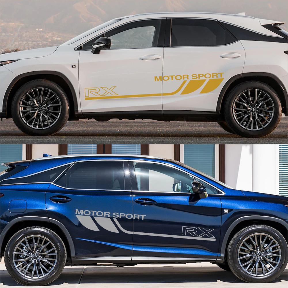 2 шт., наклейки с боковой полосой на дверь автомобиля для Lexus RX 350 250 300, моторная графика, спортивное украшение кузова, автоаксессуары, винил