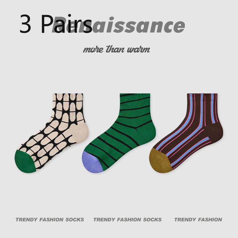 3 пары женских летних тонких дышащих носков с геометрическим дизайном в полоску, низкие