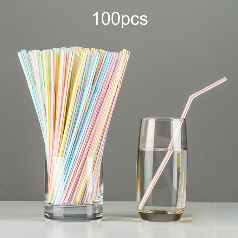100~300 шт. Одноразовые соломинки Разноцветные Гибкие Пластиковые Сгибающиеся Питьевые Соломинки Бытовые DIY Стайлинг Кухонные Принадлежности Портативные TMZ