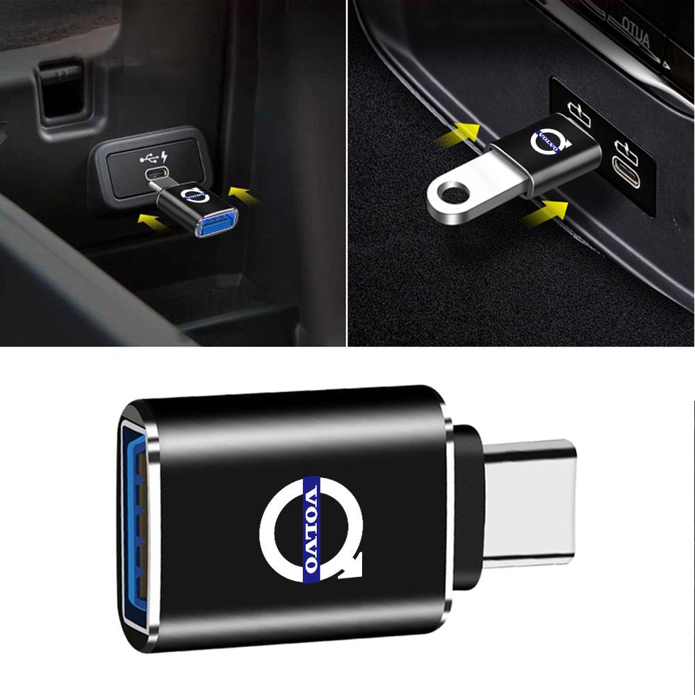 1Pcs USB To Type-C OTG Adapter Female Converter Phone Charger For Volvo Xc60 V50 V40 Xc90 S60 S40 V90 V60 Ex90 S90 Xc40 C40 C50