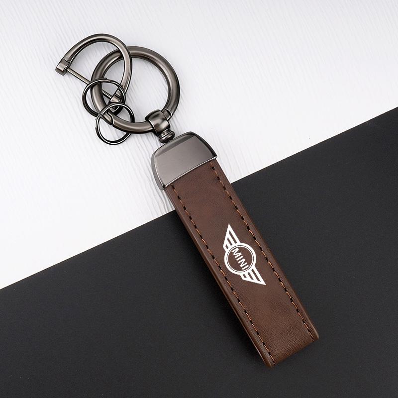 Leather Car Key Chain Ring For BMW Mini Cooper One S Countryman R50 R53 R56 R60 F55 F56 F57 Clubman JCW Keychain Car Accessories pwaxk99