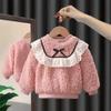 Girls' Fleece-Lined Sweatshirt - Korean Style Lambswool Pullover for Autumn/Winter 2025