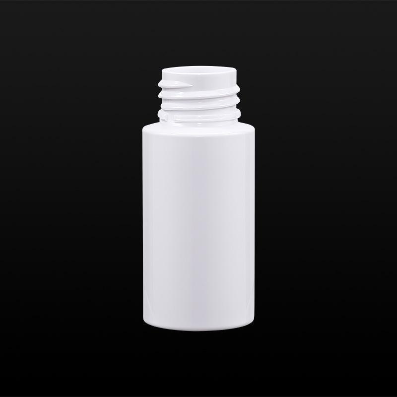 Бутылка для лосьона из ПЭТ-пластика объемом 40 мл – цилиндрическая, с плоским плечом, для эмульсий по уходу за кожей