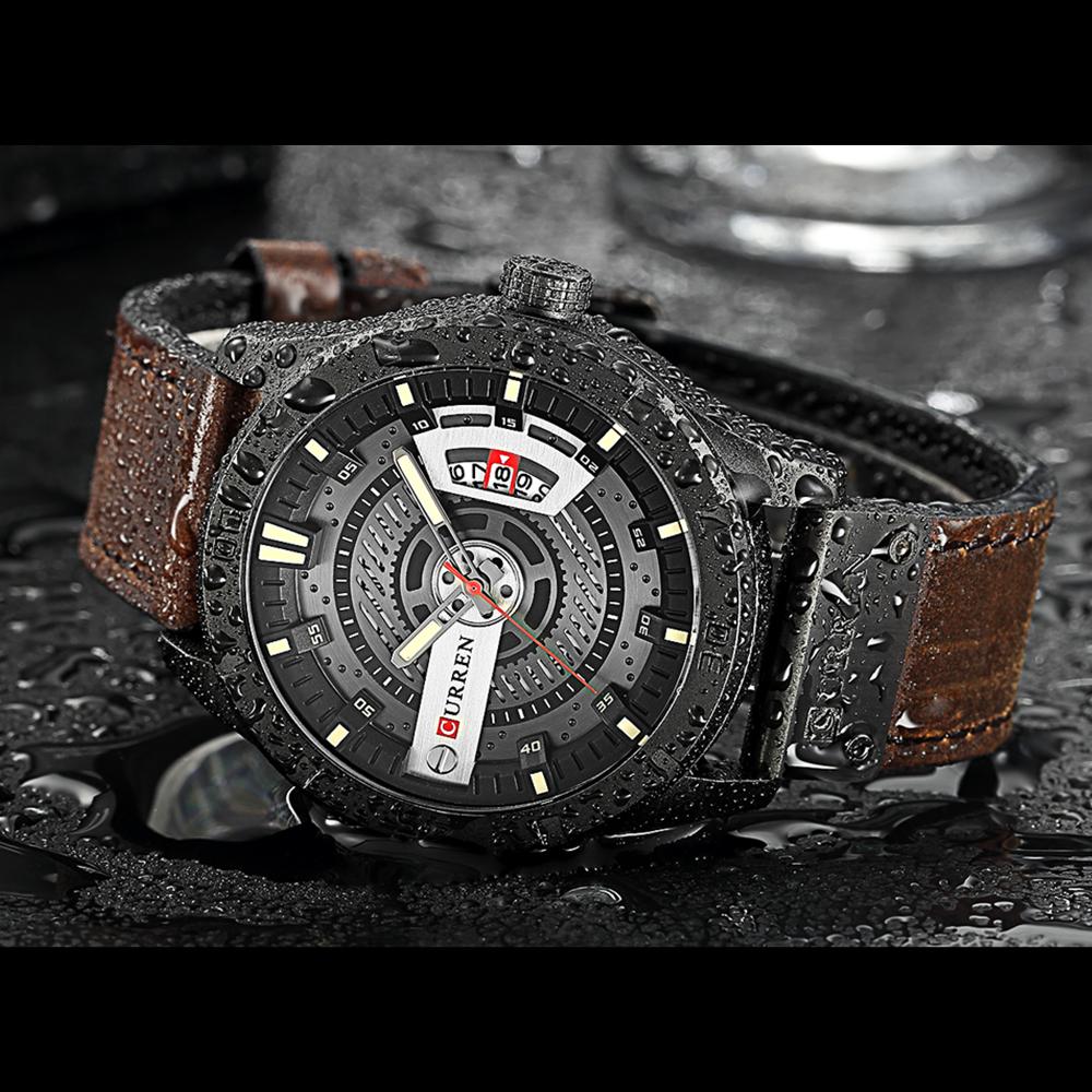 CURREN Мужские военные спортивные часы, мужские кварцевые часы с датой, мужские повседневные кожаные наручные часы Relogio Masculino