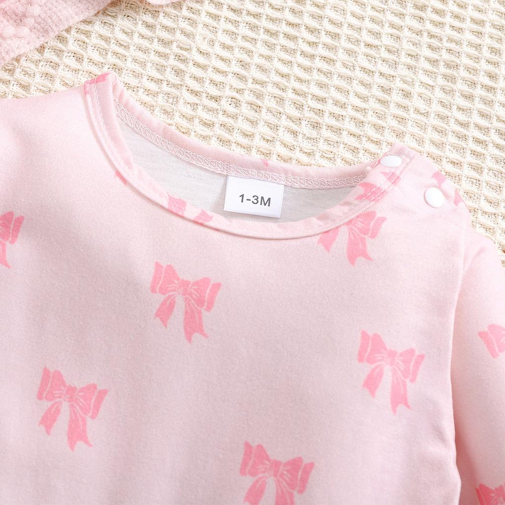 1-9 месяцев для девочек, милый комбинезон с бантом и принтом, повседневный комбинезон с длинными рукавами