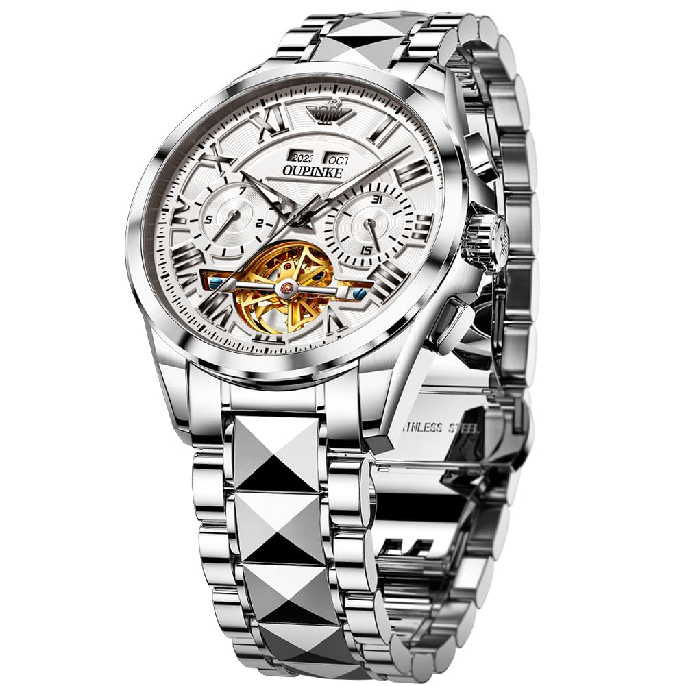 OUPINKE Watch Automatic Mechanical Watch Easy To Read Dial Waterproof Watch Calendar Automatic Manual Winding 40MM Hollow Dial Men's - Men's - -