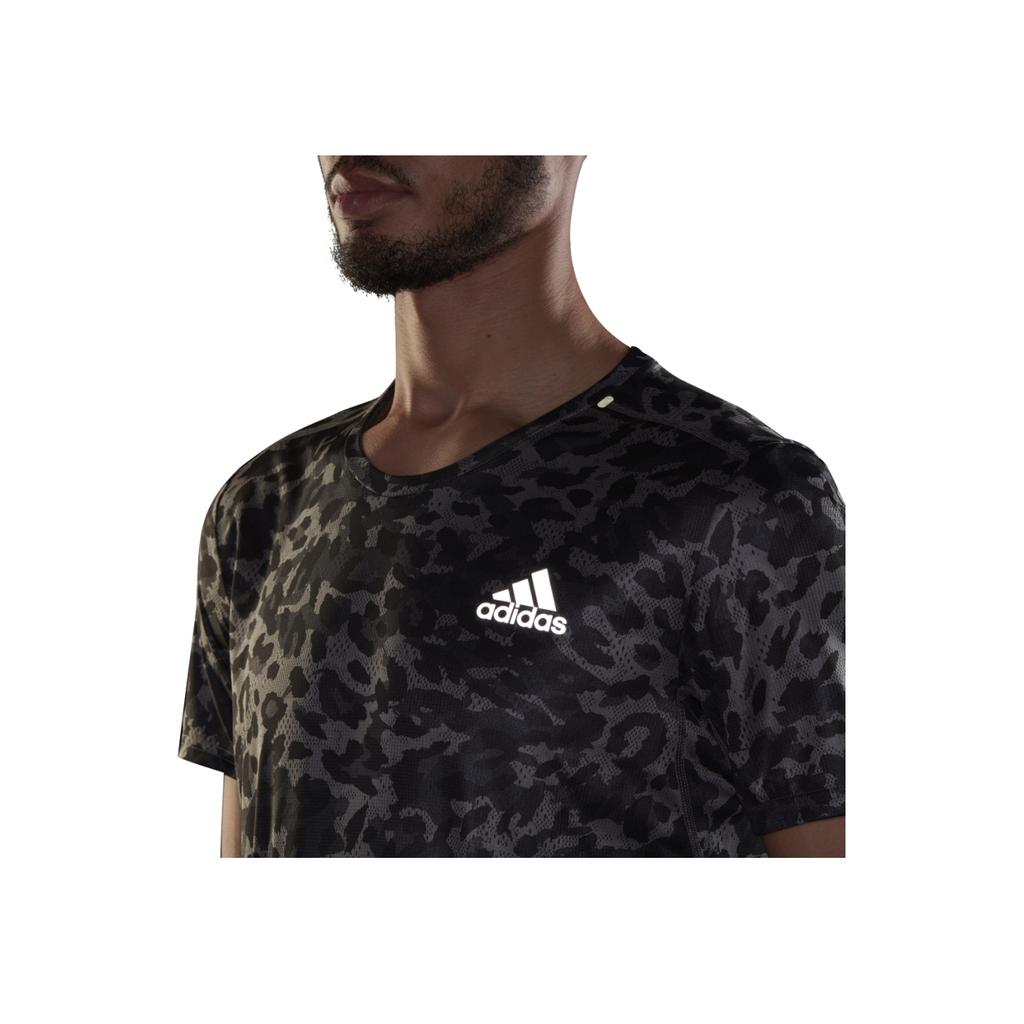 Adidas Футболка с коротким рукавом и принтом логотипа, круглый вырез, леопардовый принт, мужские топы, серебристый цвет GM1490