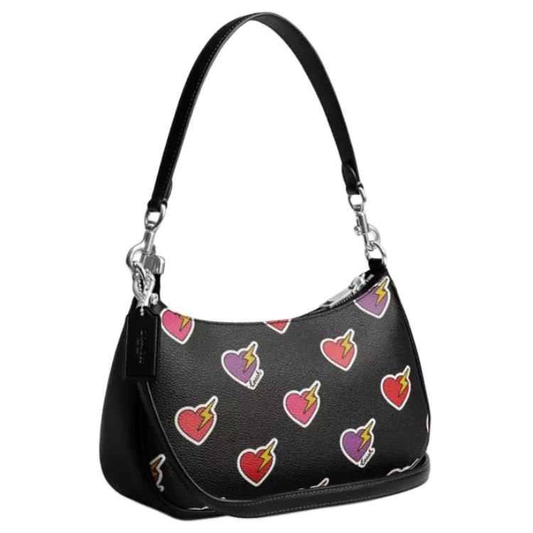 Coach Heart Lightning Print Shoulder Bag Leather Crossbody Daily CY346-SVA47