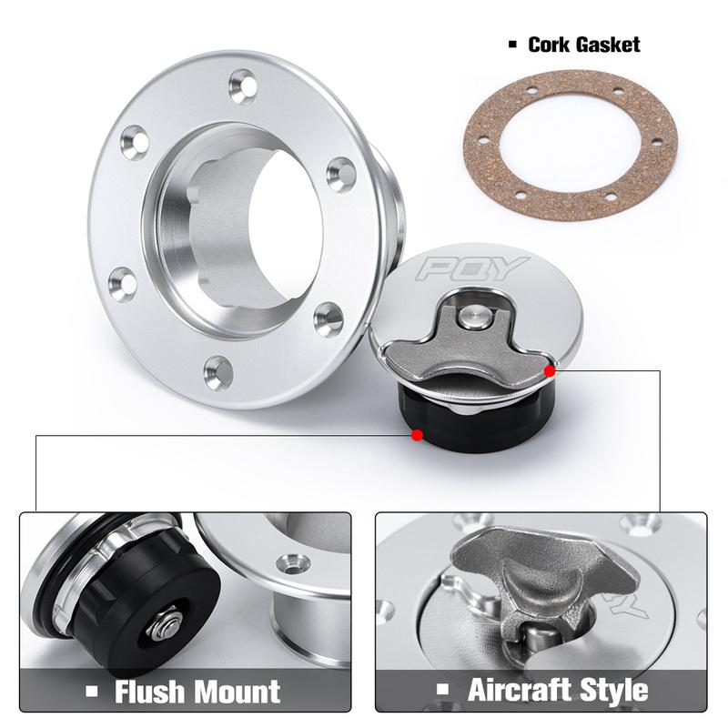 PQY - New Aluminum Billet Fuel Cell / Fuel Surge Tank Cap Flush Mount 6 bolt Surface Oxidation Opening ID 35.5mm PQY-SLYXG01
