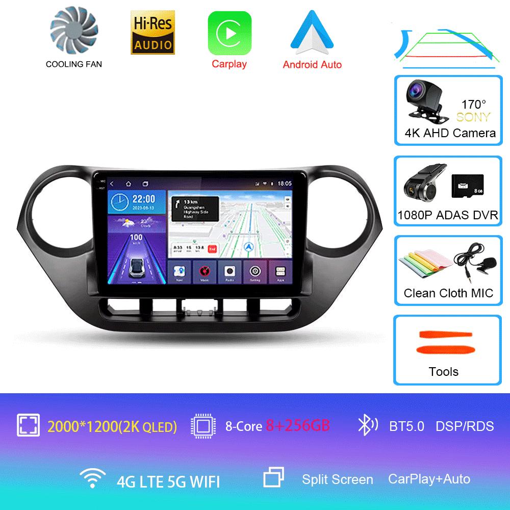 Автомобильный радиоприемник Android 14 Carplay Auto Multimedia Player для Hyundai I10 2013 - 2018 Навигация Авторадио GPS Стерео 2din Головное устройство