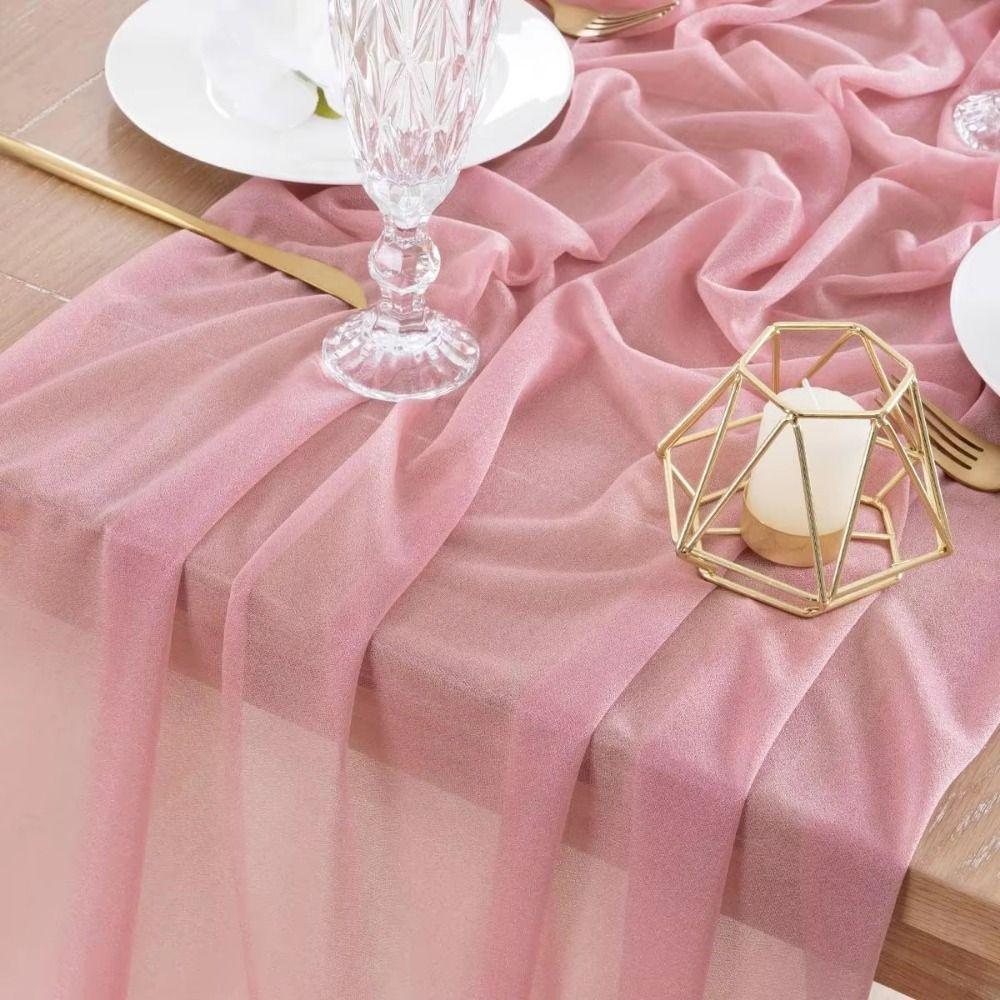 Solid Color Chiffon Table Runner Reusable Gauze Table Runner Wedding Table Runner  Dinning Table