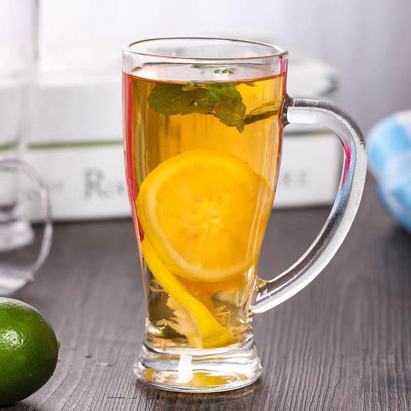 Кружки стеклянные большой емкости 430 мл для чая и напитков, известные в интернете, кружки для сока, пивные кружки с ручками, стеклянная чашка для кофе