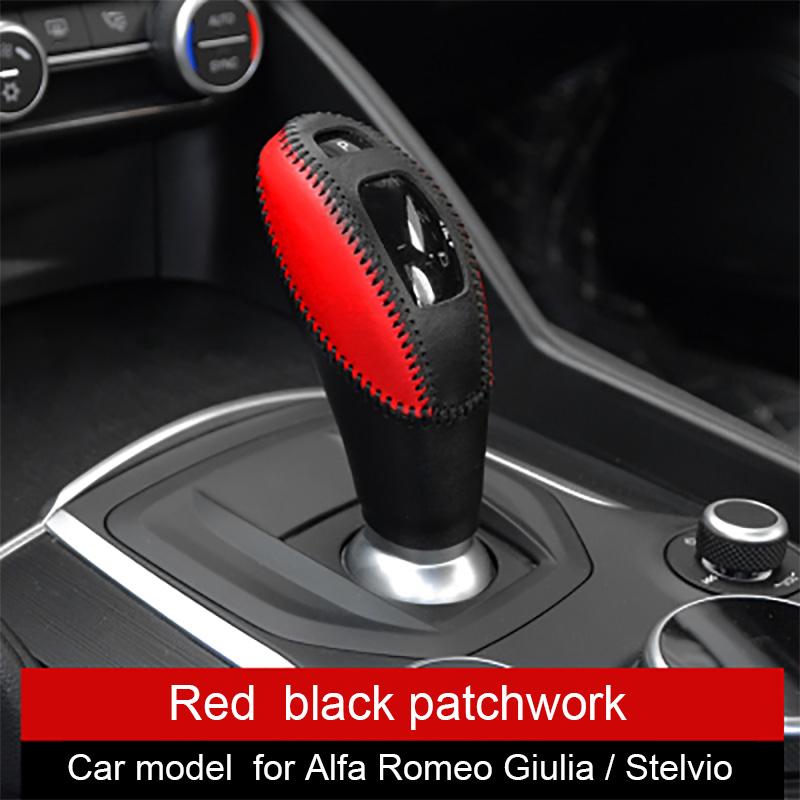 QHCP кожаный чехол на ручку переключения передач, ручная работа, декоративные наклейки на ручку переключения передач для Alfa Romeo Giulia Stelvio, интерьер