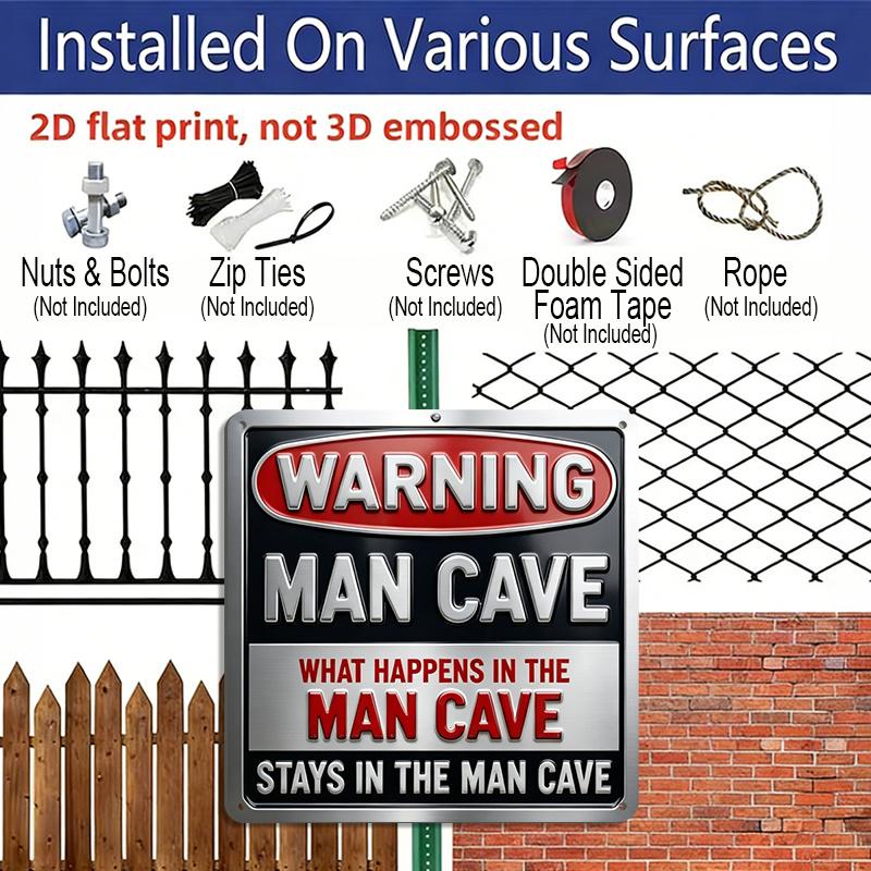 2D Flat, 1pc, Vintage Metal Aluminum Decorative Sign, Warning for Man Cave, Retro Wall Art, Home Decor for Man Cave, Garage, Game Room, Entryway