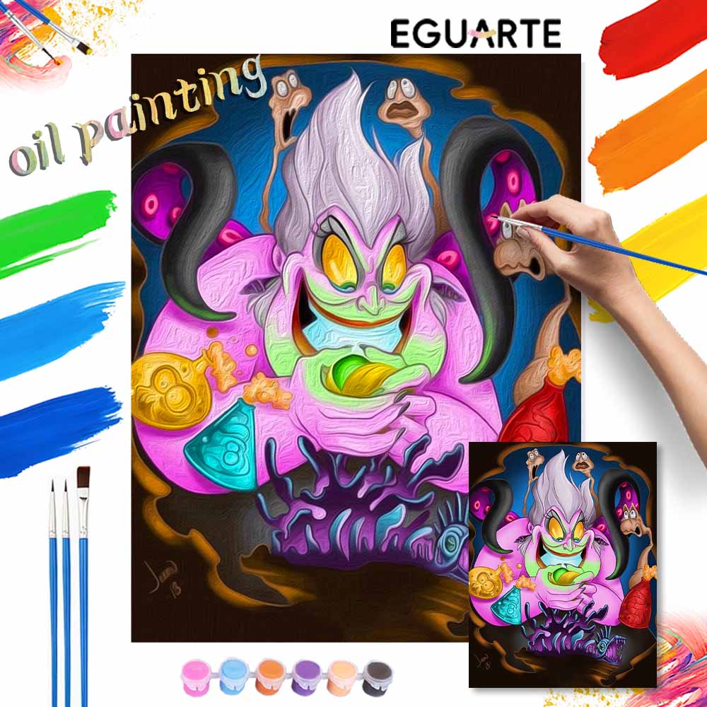 Disney Ursula digital oil painting art handmade diy gift home decoration