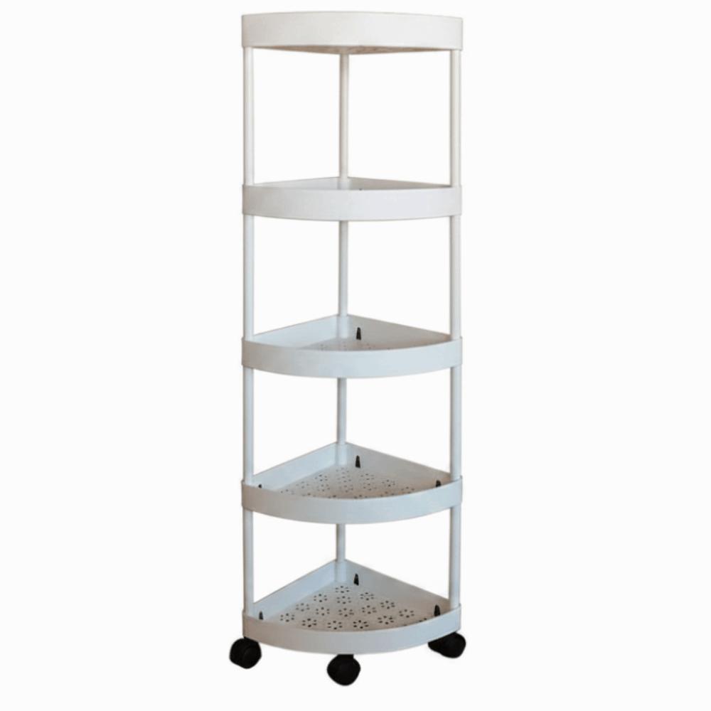 Multi-Tier Corner Storage Rack Large Capacity with Wheels Mobile Storage Rack Detachable Tiers Triangle Bathroom Storage Rack
