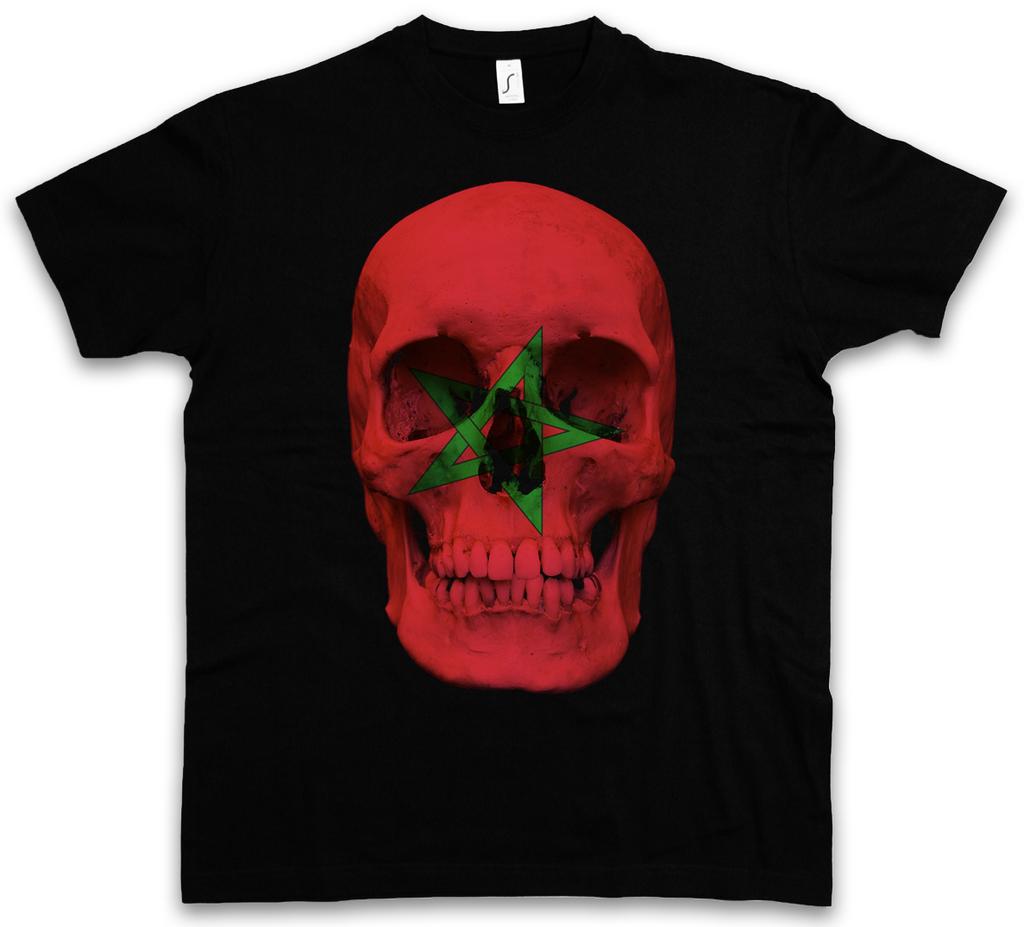 CLASSIC MOROCCO SKULL FLAG T-Shirt Mens Womens Tees Top - Schädel Banner Fahne Marokko