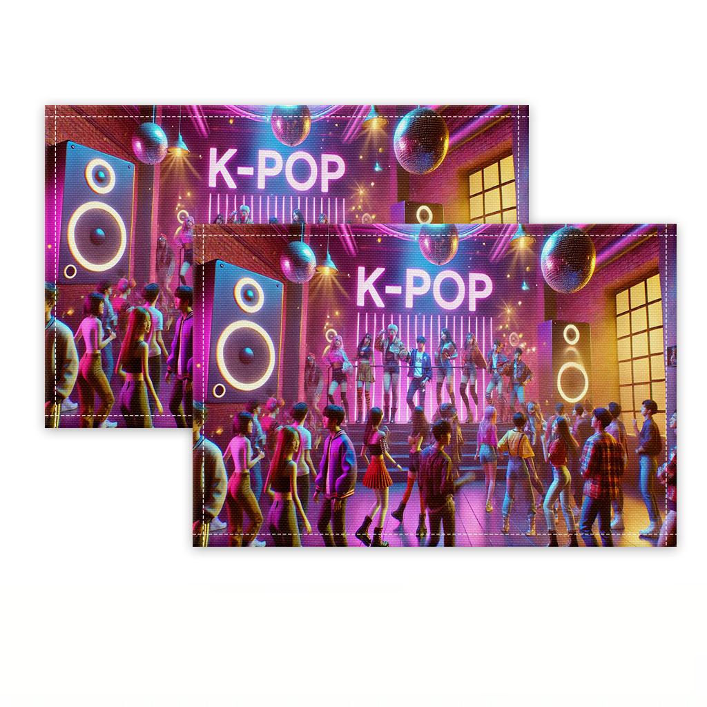 Яркий набор из 2 салфеток для стола на K-Pop концерт, Музыкальные праздничные салфетки для декора комнаты подростка и подарок для фанатов K-pop