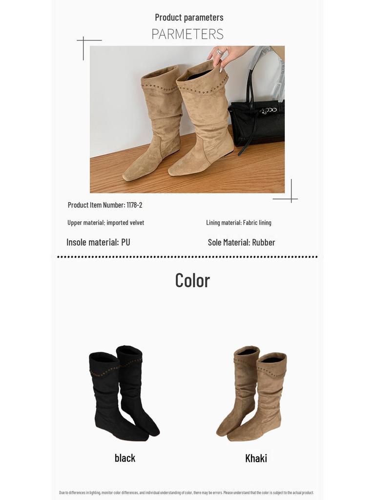 Женские ботильоны из овчины в французском нишевом стиле с острым носком, на танкетке, со сборками, в ковбойском стиле, 2025