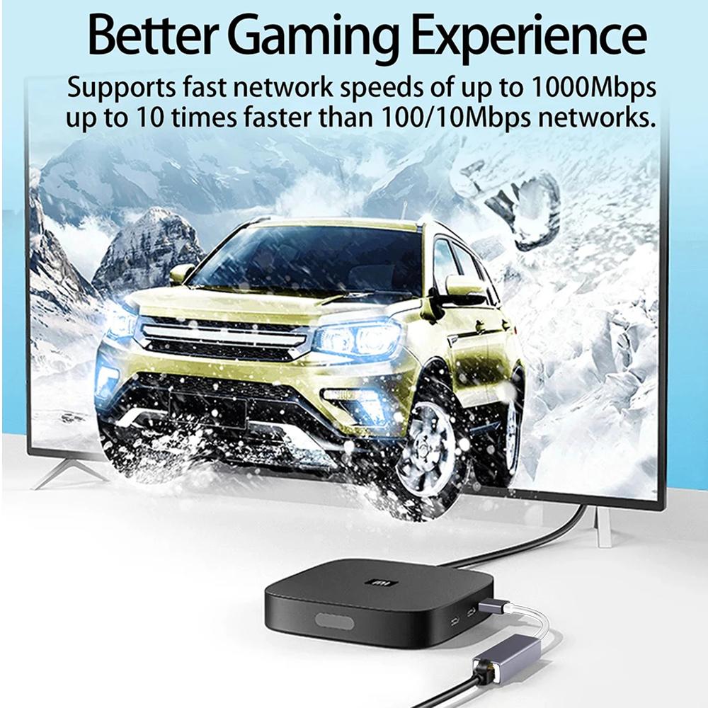 Адаптер USB Ethernet Type C к RJ45, 100 Мбит/с, Plug and Play для ПК, ноутбука, настольного компьютера