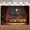 Christmas Photo Backdrop Santa Claus Gifts Xmas Tree Snowflake Full Moon Teddy Bear Photography Backgrounds Photoshoot Supplies4