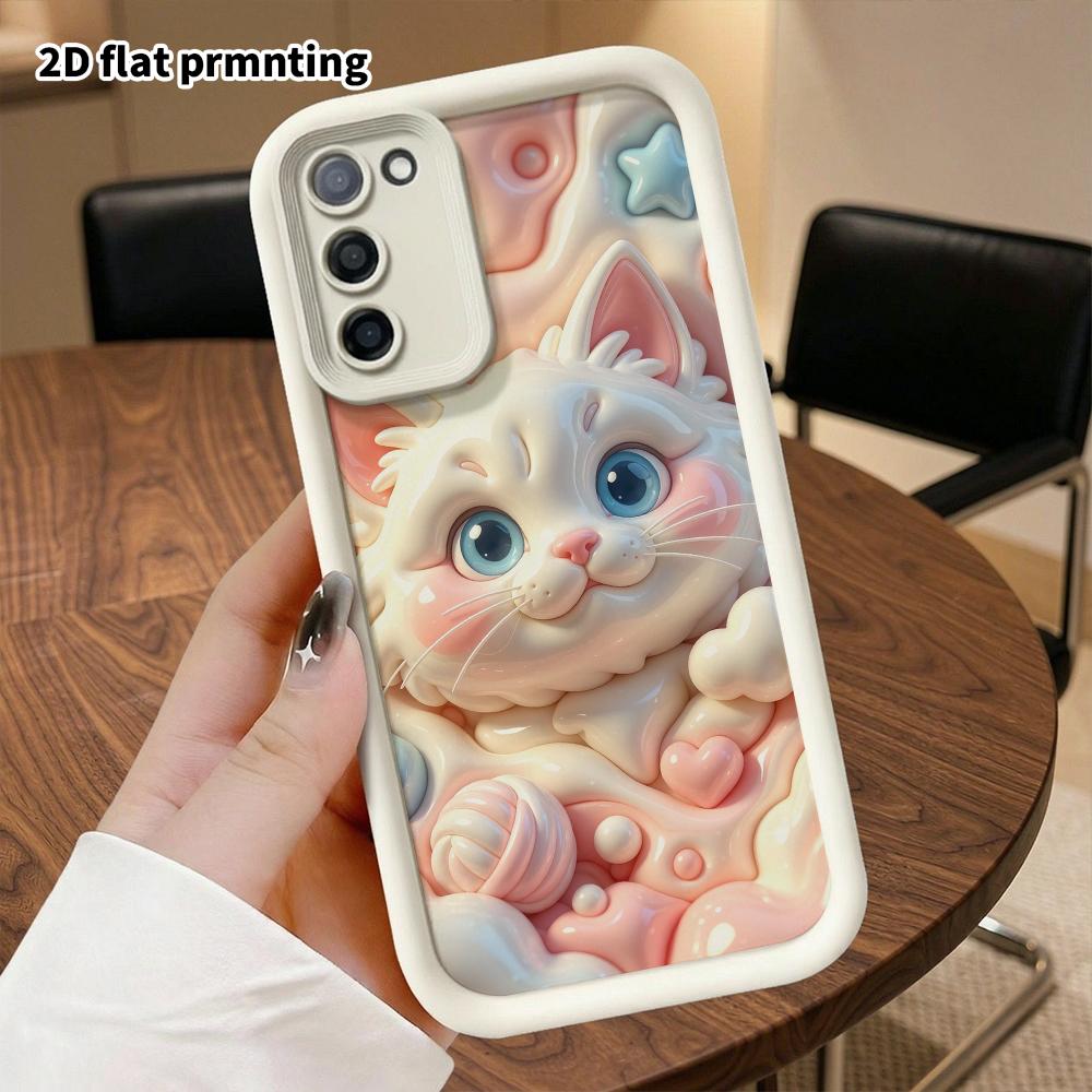 Чехол для телефона: 2D плоский дизайн, подходящий для защитного чехла Samsung Galaxy A34 A35 M05 M06 S20 S22 S21 FE Plus 5G, розовый и белый котенок рэгдолл, идеальный