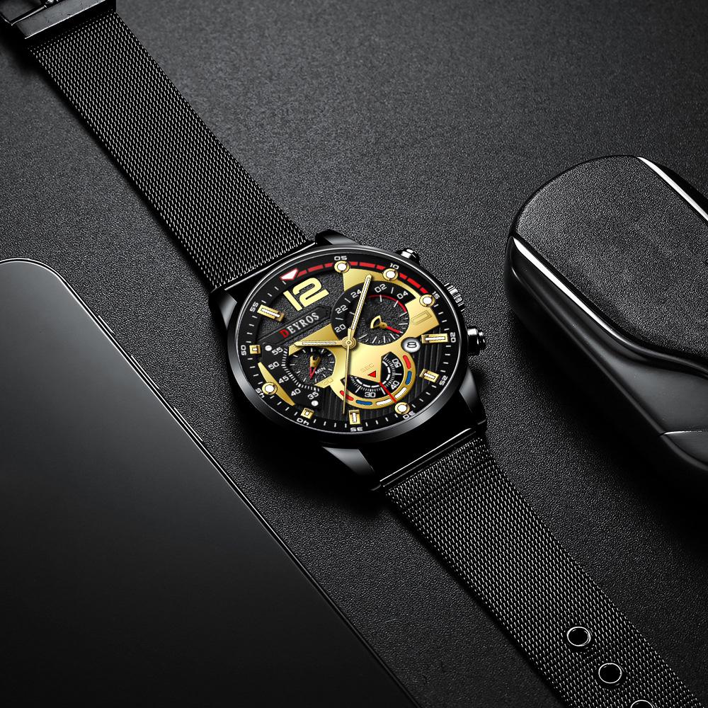 Fashion Black Men Watches Man Calendar Quartz Wristwatches Men Casual Business Watches Luxury Mens Round Dial Analog Watch