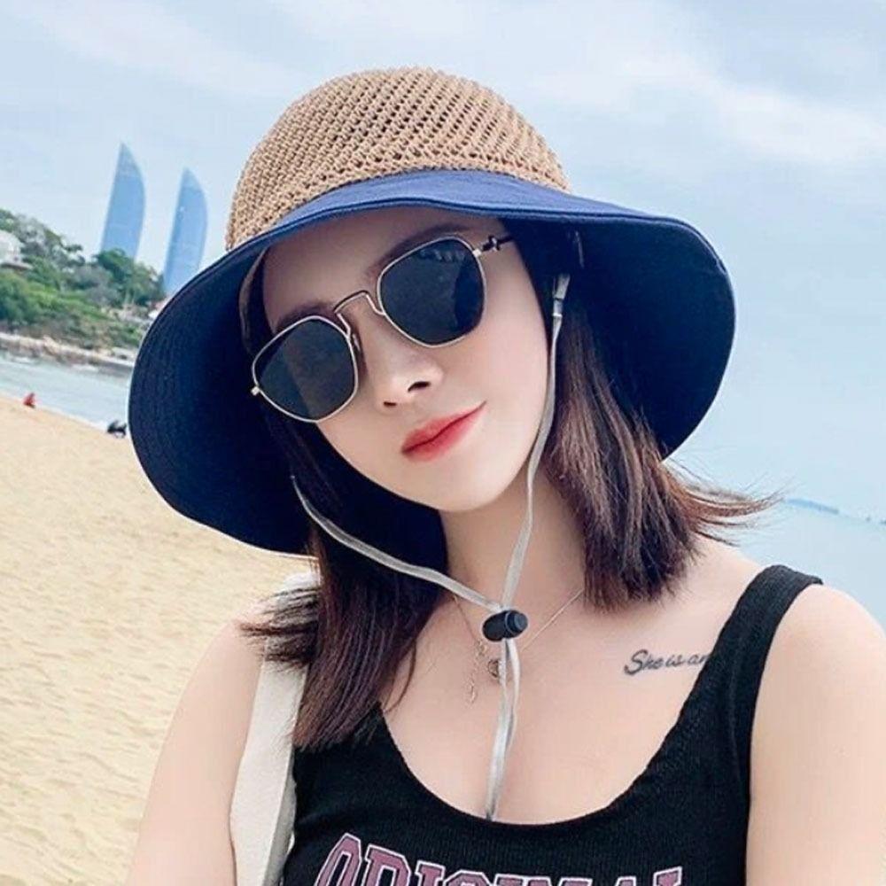 Outdoor Panama Hat Foldable Wide Brim Bucket Hat Sunshade Hat Beach Cap Sun Cap