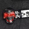 Rhinestone Skull Print Belt Pu Leather Halloween Skeleton Waistband  Belt Accessories