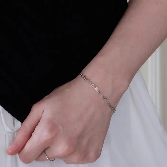 14k Dots lines layered bracelet
