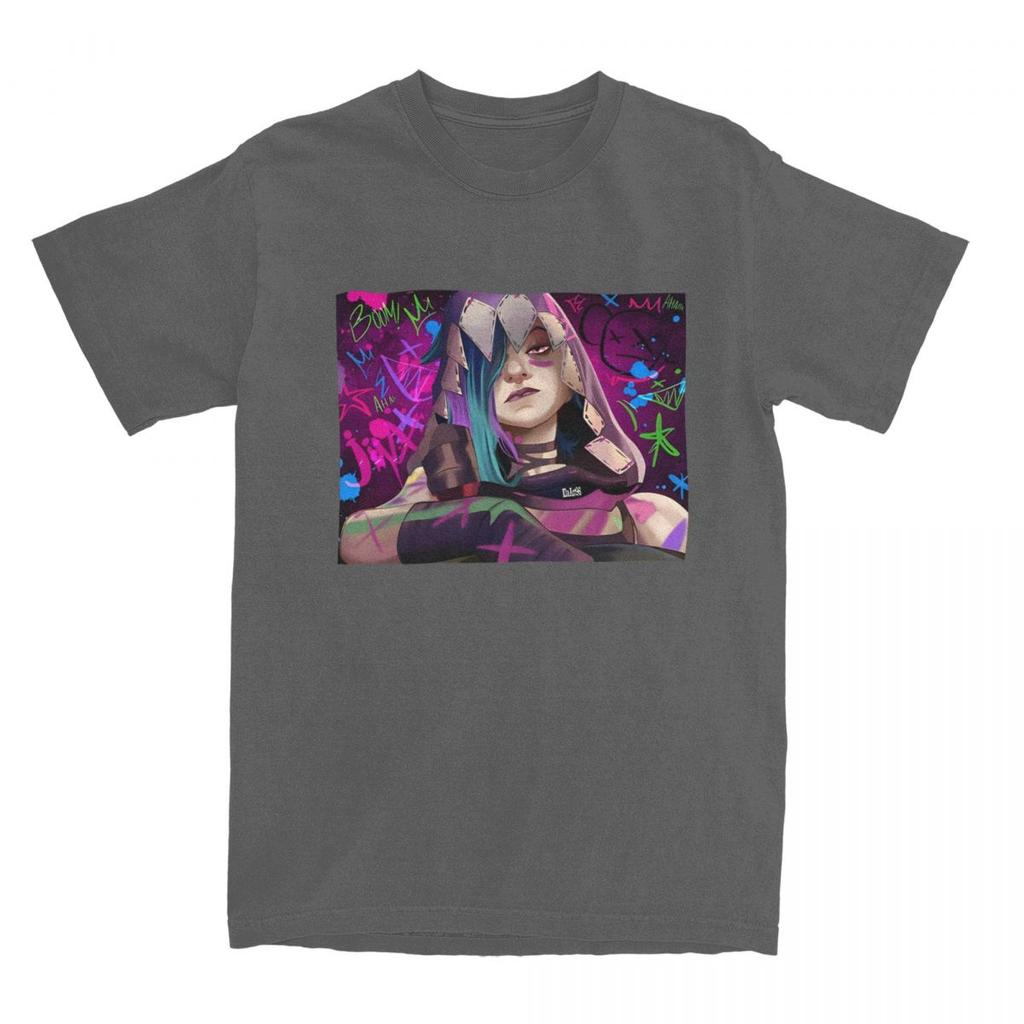 Футболка Jinx Arcane Anime для мужчин, эстетичная, из 100% хлопка, летняя, удобная, модная, свободного кроя.