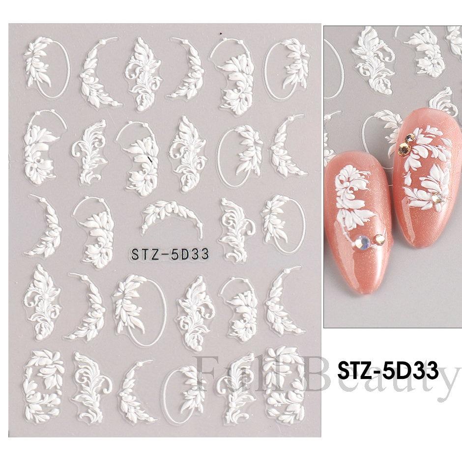 5D простые цветы с тиснением на ногтях элегантный свадебный дизайн клейкие ползунки летние текстурированные украшения с гравировкой HTBE YSXX