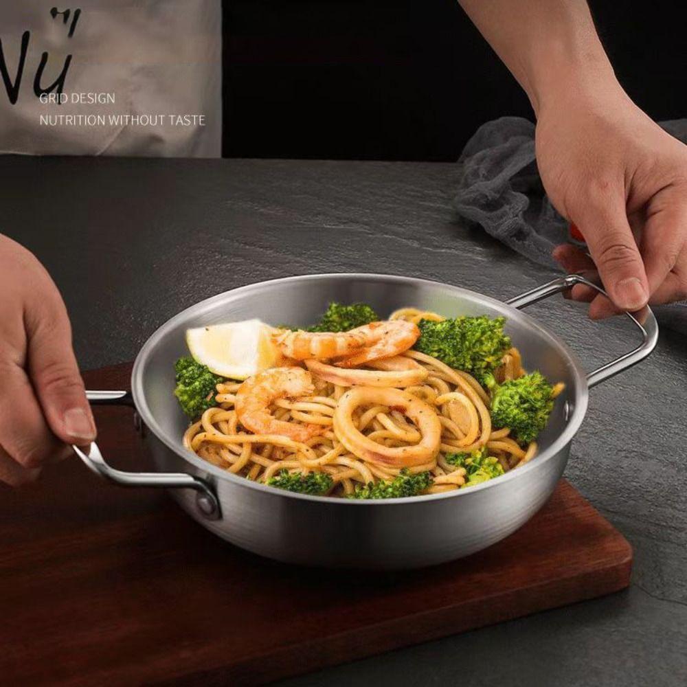 Stainless Steel Cookware Saucepan Paella Pan Home Cooking Seafood Rice Pot Picnic Snack Plates