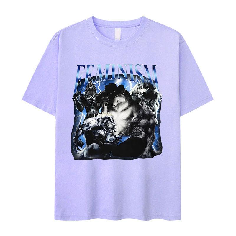 Funny Feminism Alpha Wolf Graphic TShirt Unisexs Humor Fashion Clothing Short Sleeve Tshirts Vintage High Quality Cotton Tshirt