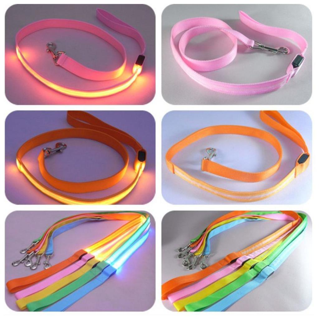 Набор из 4 светящихся поводков для собак, перезаряжаемый и водонепроницаемый нейлоновый дизайн для видимости и безопасности в ночное время для всех размеров питомцев