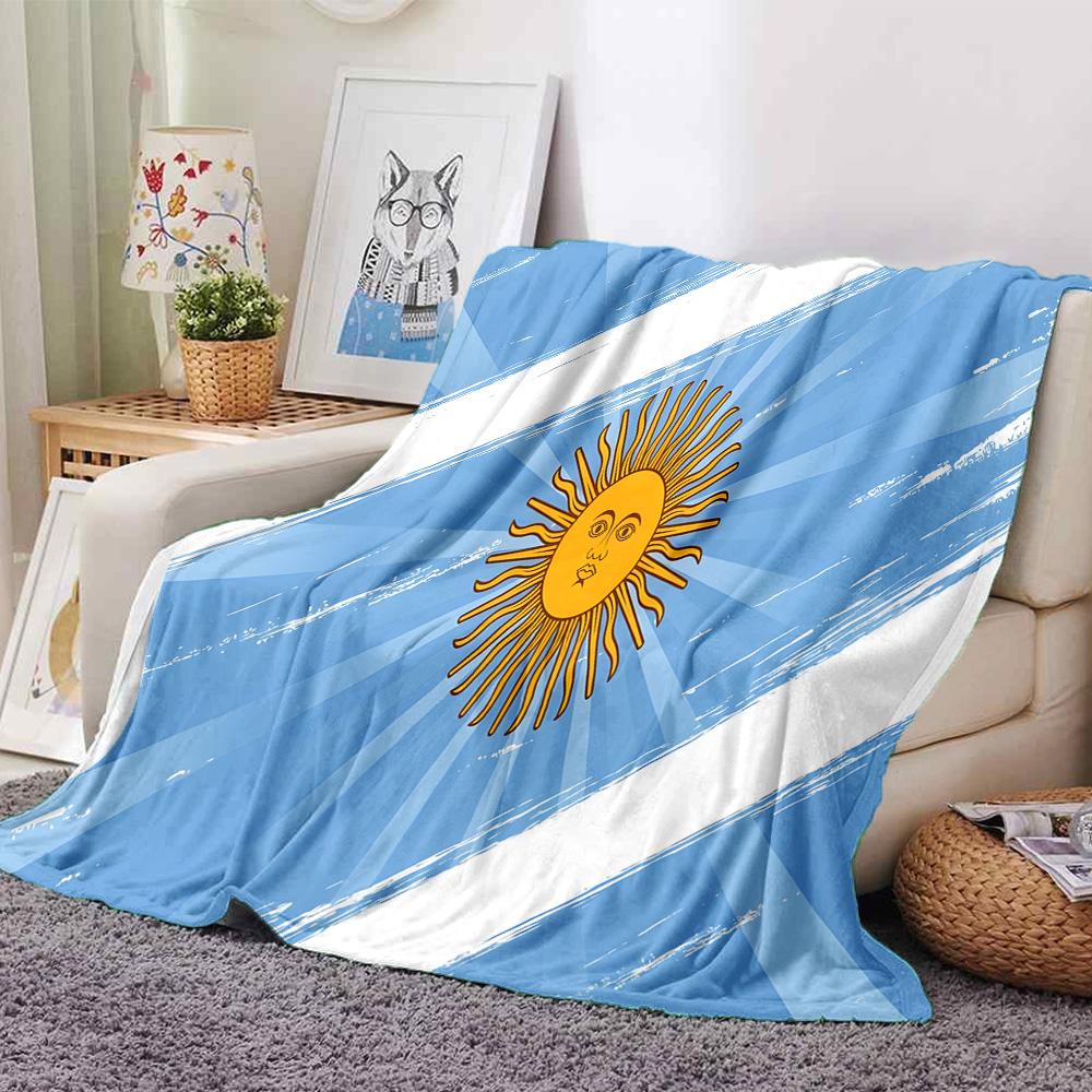 Argentina Flag Design Flannel Blanket, Soft Polyester, Modern Design, All-Season for Camping, Travel, Gifts for holidays or birthdays