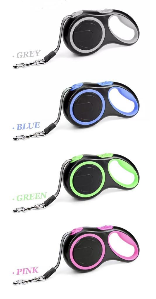 Retractable Lead for Medium and Large Automatic Lobster Claw [AliAman] Small, Dogs, Retractable, 8m, 50kg, Winding, Tape, (Gray)