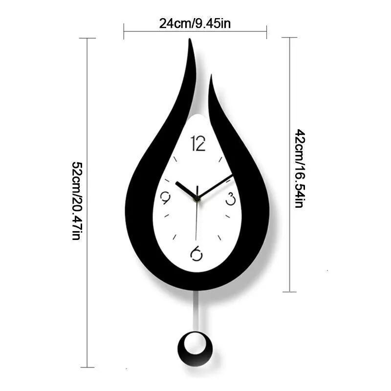 Modern Pendulum Waterdrop Wall Clock Wall Hanging Silent Clock Home Deco Acrylic
