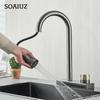 Stainless Steel Faucet Pull-Out Type for Kitchen Sink Hot and Cold Water Non-Digital 1/2 Inch Pipe Rainfall Waterfall Water Tap Accessories